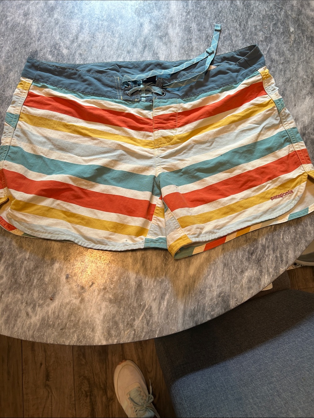 Women’s Multicolor Stripe Swim Shorts - Drawstring Waist